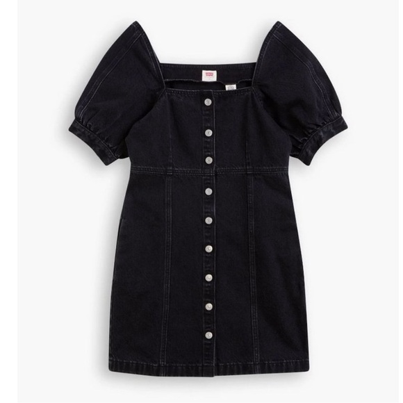NWT 🖤 LEVI'S RHODE DENIM MINI DRESS BLACK MEDIUM 🖤 - Picture 3 of 15